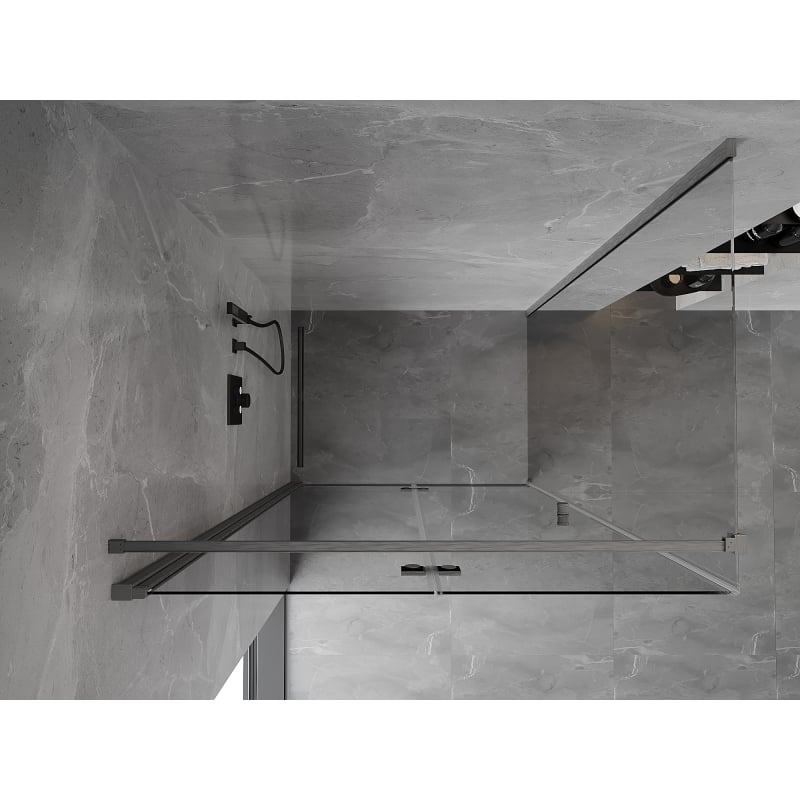 Mexen Mist-F folding shower cubicle left 70 x 90 cm, transparent, gun gray brushed - 8A6T-070-090-66-00-L