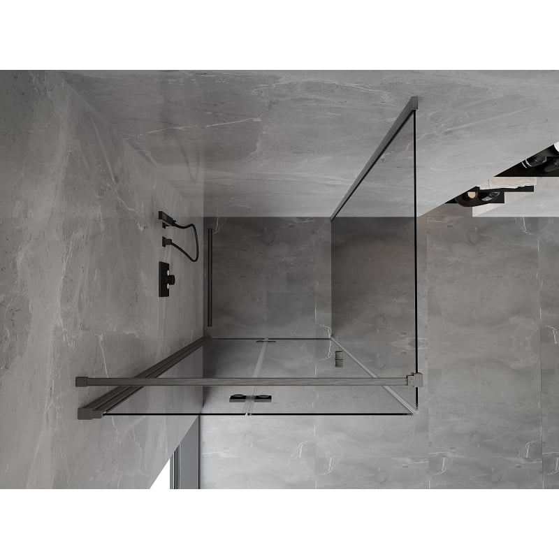 Mexen Mist-F foldable shower cabin left 95 x 95 cm, transparent, gun gray brushed - 8A6T-095-095-66-00-L