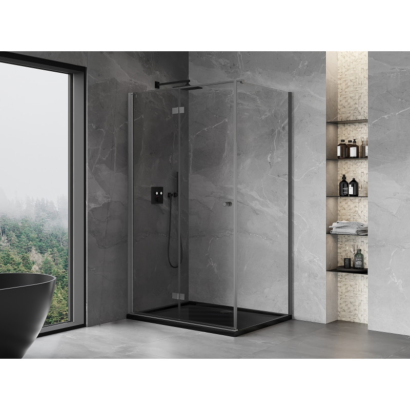 Mexen Mist-F folding shower enclosure left 120 x 95 cm, transparent, gun gray brushed - 8A6T-120-095-66-00-L