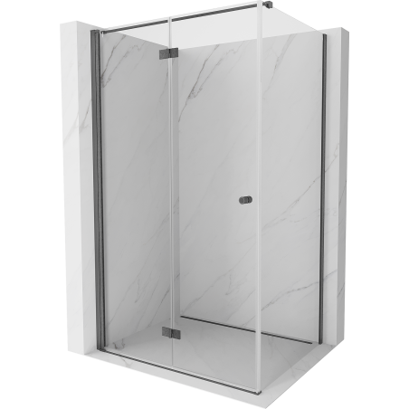 Mexen Mist-F folding shower cabin left 100 x 110 cm, transparent, brushed gun gray - 8A6T-100-110-66-00-L
