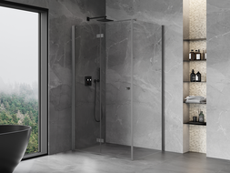 Mexen Mist-F foldable left shower cabin 105 x 110 cm, transparent, brushed gun gray - 8A6T-105-110-66-00-L