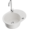 Mexen Kevin 1-compartment granite sink with a drip tray and kitchen mixer tap Telma, White - 6517-20-670200-00