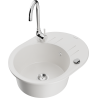 Mexen Kevin single-bowl granite sink with drainer and Telma kitchen tap, white - 6517-20-670200-00