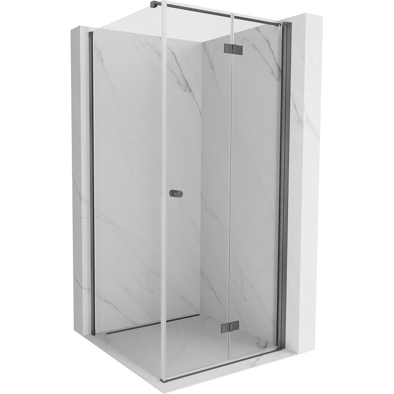 Mexen Mist-F folding shower cabin right 75 x 75 cm, transparent, brushed gun gray - 8A6T-075-075-66-00-P