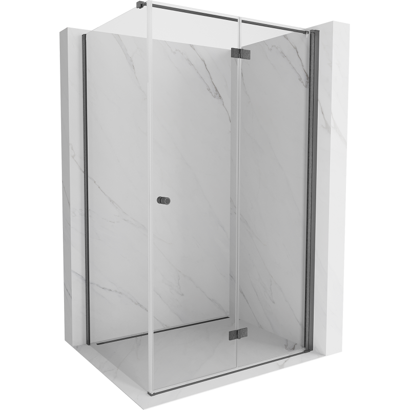 Mexen Mist-F folding right-side shower cabin 100 x 75 cm, transparent, brushed gun gray - 8A6T-100-075-66-00-P