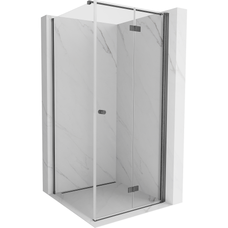 Mexen Mist-F folding shower enclosure right 80 x 80 cm, transparent, brushed gun gray - 8A6T-080-080-66-00-P