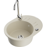 Mexen Kevin 1-compartment granite sink with a drip tray and kitchen mixer tap Telma, Beige - 6517-69-670200-00