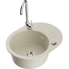 Mexen Kevin granite kitchen sink 1-bowl with drainer and Telma kitchen faucet, beige - 6517-69-670200-00