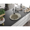 Mexen Kevin granite sink 1-bowl with drainer and Telma kitchen faucet, beige - 6517-69-670200-70