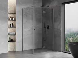 Mexen Mist-F folding shower cabin right 105 x 100 cm, transparent, brushed gun gray - 8A6T-105-100-66-00-P