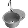 Mexen Kevin 1-compartment granite sink with a drip tray and kitchen mixer tap Telma, Grey - 6517-71-670200-00