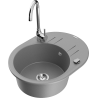 Mexen Kevin granite kitchen sink 1-bowl with drainer and Telma kitchen faucet, gray - 6517-71-670200-00