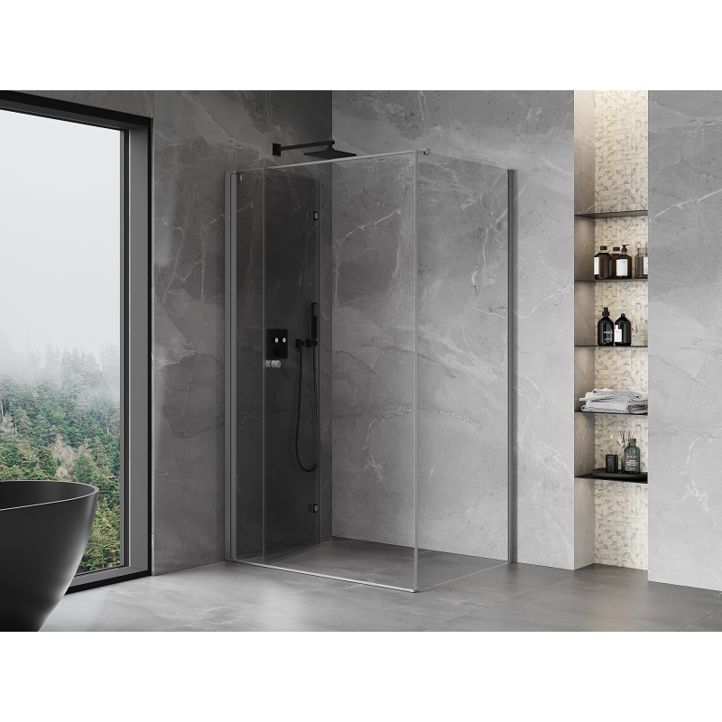 Mexen Mist-F folding shower enclosure left 105 x 80 cm, transparent, gun metal - 8A6T-105-080-95-00-L