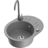 Mexen Kevin granite kitchen sink 1-bowl with drainer and Telma kitchen faucet, gray - 6517-71-670200-71