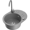 Mexen Kevin granite sink 1-bowl with drainer and Telma kitchen faucet, gray - 6517-71-670200-71