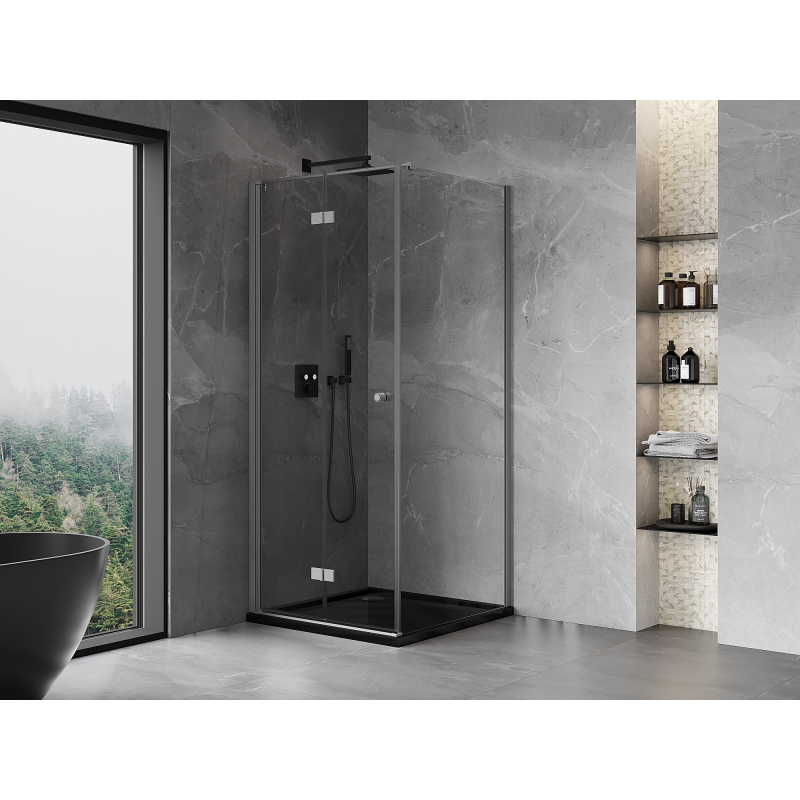 Mexen Mist-F folding shower cabin left 100 x 100 cm, transparent, gun metal - 8A6T-100-100-95-00-L