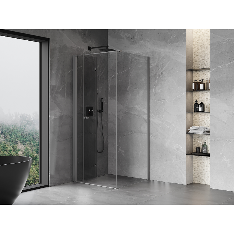 Mexen Mist-F foldable shower cabin left 110 x 110 cm, transparent, gun metal - 8A6T-110-110-95-00-L