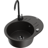 Mexen Kevin 1-compartment granite sink with a drip tray and kitchen mixer tap Telma, Black/Gold metallic - 6517-75-670200-70-B