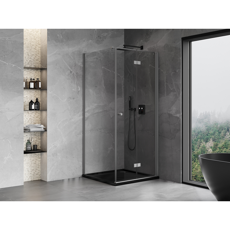 Mexen Mist-F folding shower cabin right 100 x 100 cm, transparent, gun metal - 8A6T-100-100-95-00-P
