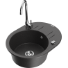 Mexen Kevin 1-bowl granite sink with drainer and Telma kitchen faucet, black speckled - 6517-76-670200-00