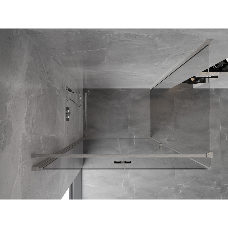 Mexen Mist-F folding shower cabin left 75 x 80 cm, transparent, brushed nickel - 8A6T-075-080-97-00-L