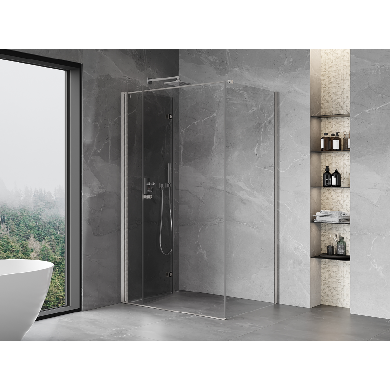 Mexen Mist-F folding shower cabin left 120 x 80 cm, transparent, brushed nickel - 8A6T-120-080-97-00-L