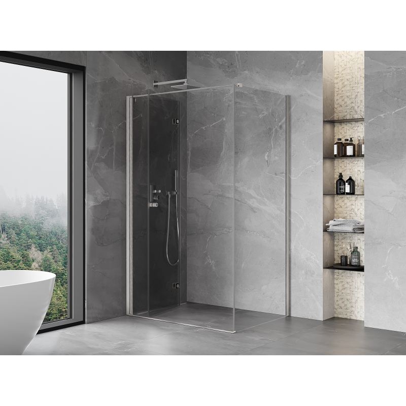 Mexen Mist-F folding shower enclosure left 115 x 85 cm, transparent, brushed nickel - 8A6T-115-085-97-00-L