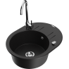 Mexen Kevin 1-compartment granite sink with a drip tray and kitchen mixer tap Telma, Black - 6517-77-670200-00