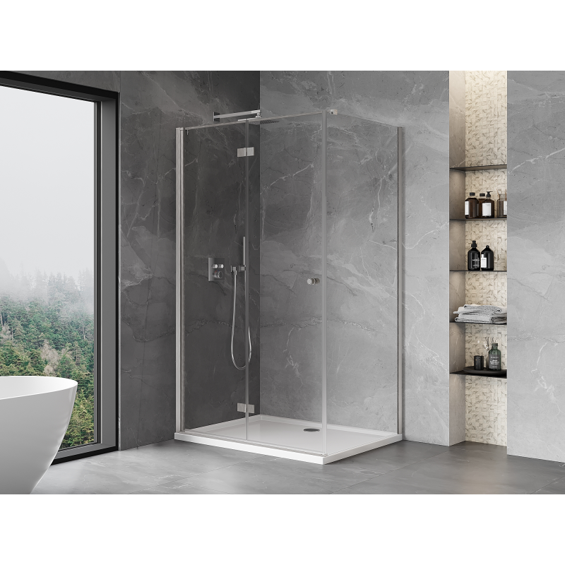Mexen Mist-F folding shower cabin left 100 x 110 cm, transparent, brushed nickel - 8A6T-100-110-97-00-L