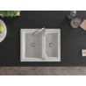 Mexen Carlos granite sink 1.5-bowl with Telma kitchen faucet, white - 6518-20-670200-00