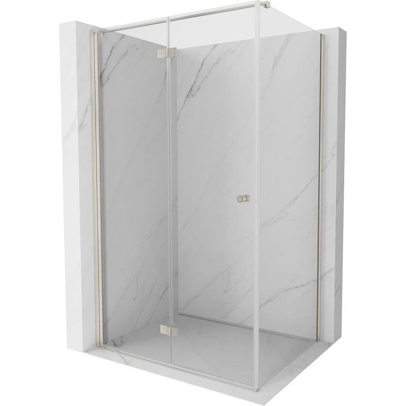 Mexen Mist-F foldable left shower cabin 115 x 120 cm, transparent, brushed nickel - 8A6T-115-120-97-00-L
