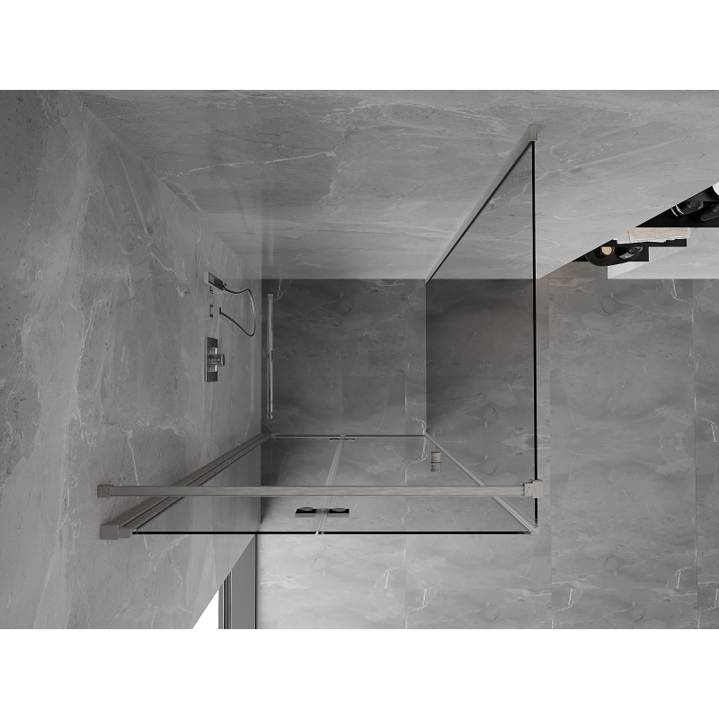 Mexen Mist-F folding shower cabin left 120 x 120 cm, transparent, brushed nickel - 8A6T-120-120-97-00-L