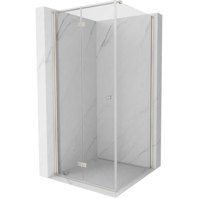 Mexen Mist-F folding shower cabin left 120 x 120 cm, transparent, brushed nickel - 8A6T-120-120-97-00-L