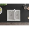 Mexen Carlos 1.5-bowl granite sink with Telma kitchen tap, white - 6518-20-670200-20