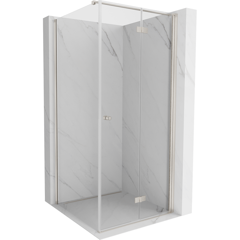 Mexen Mist-F folding shower enclosure right 80 x 80 cm, transparent, brushed nickel - 8A6T-080-080-97-00-P
