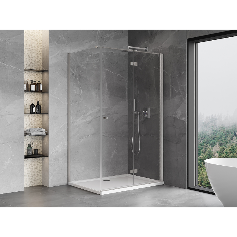 Mexen Mist-F folding shower enclosure right 70 x 85 cm, transparent, brushed nickel - 8A6T-070-085-97-00-P