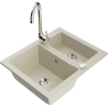 Mexen Carlos 1,5-compartment granite sink with a kitchen mixer tap Telma, Beige - 6518-69-670200-00