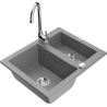Mexen Carlos 1,5-compartment granite sink with a kitchen mixer tap Telma, Grey - 6518-71-670200-00