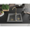 Mexen Carlos granit sink 1.5-bowl with Telma kitchen faucet, gray - 6518-71-670200-50