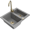 Mexen Carlos 1,5-compartment granite sink with a kitchen mixer tap Telma, Grey - 6518-71-670200-50