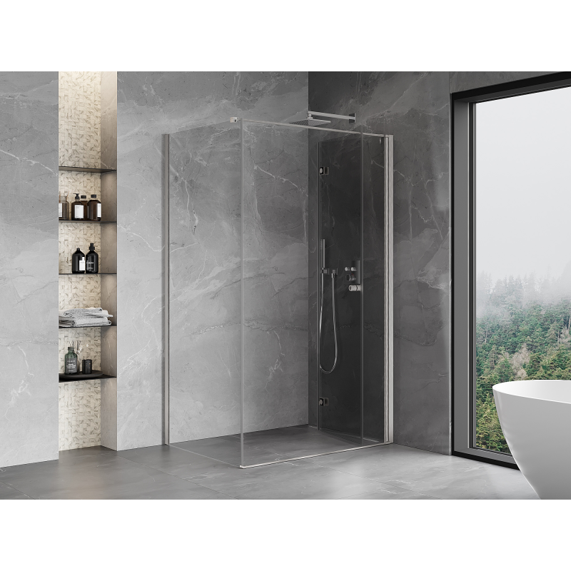 Mexen Mist-F folding shower enclosure right 105 x 120 cm, transparent, brushed nickel - 8A6T-105-120-97-00-P