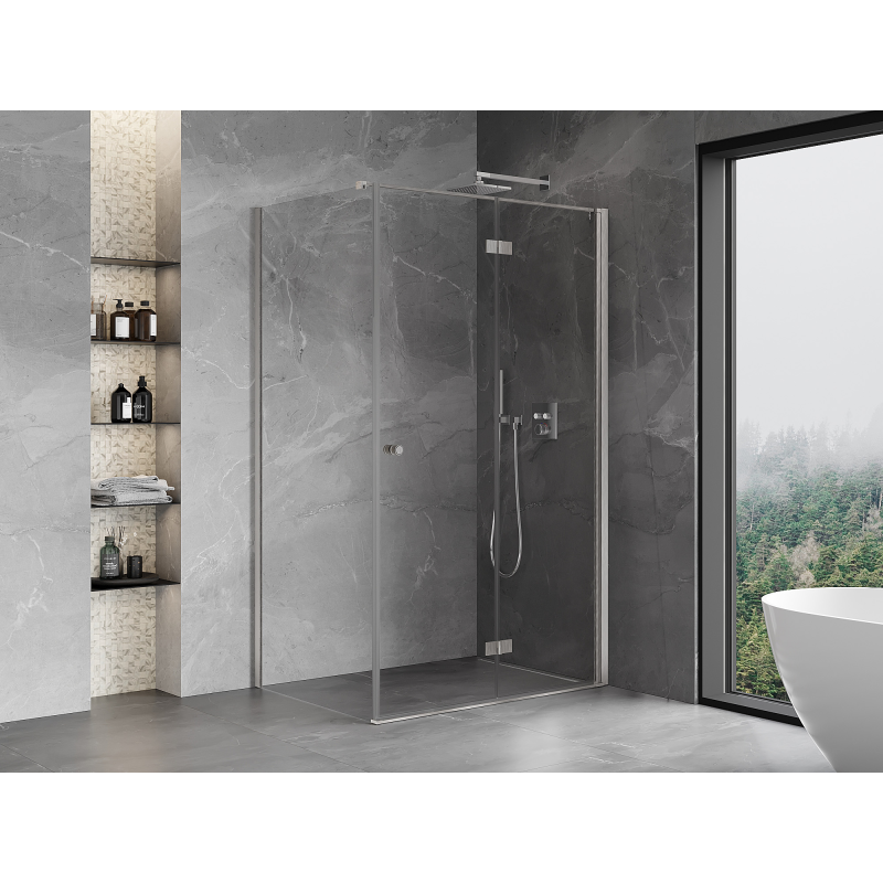 Mexen Mist-F folding shower enclosure right 105 x 120 cm, transparent, brushed nickel - 8A6T-105-120-97-00-P