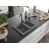 Mexen Carlos 1.5-bowl granite sink with Telma kitchen tap, grey - 6518-71-670200-70-B