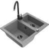 Mexen Carlos 1,5-compartment granite sink with a kitchen mixer tap Telma, Grey - 6518-71-670200-70-B