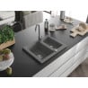 Mexen Carlos 1.5-bowl granite kitchen sink with Telma kitchen tap, grey - 6518-71-670200-71