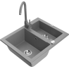 Mexen Carlos 1,5-compartment granite sink with a kitchen mixer tap Telma, Grey - 6518-71-670200-71
