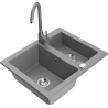 Mexen Carlos gray 1.5-bowl granite sink with Telma kitchen faucet - 6518-71-670200-71