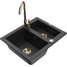 Mexen Carlos 1,5-compartment granite sink with a kitchen mixer tap Telma, Black/Silver metallic - 6518-73-670200-50