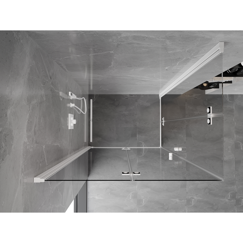 Mexen Mist-F Duo Folding Shower Cabin Left 120 x 80 cm, Transparent, White - 8A6-120L-080P-20-00