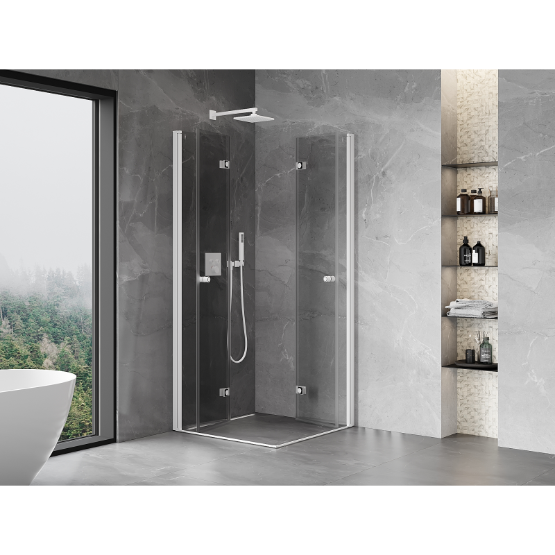 Mexen Mist-F Duo folding shower enclosure 85 x 85 cm, transparent, white - 8A6-085L-085P-20-00
